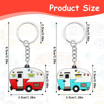 2 Llaveros Retro para Caravana Decoración Viajes Verde