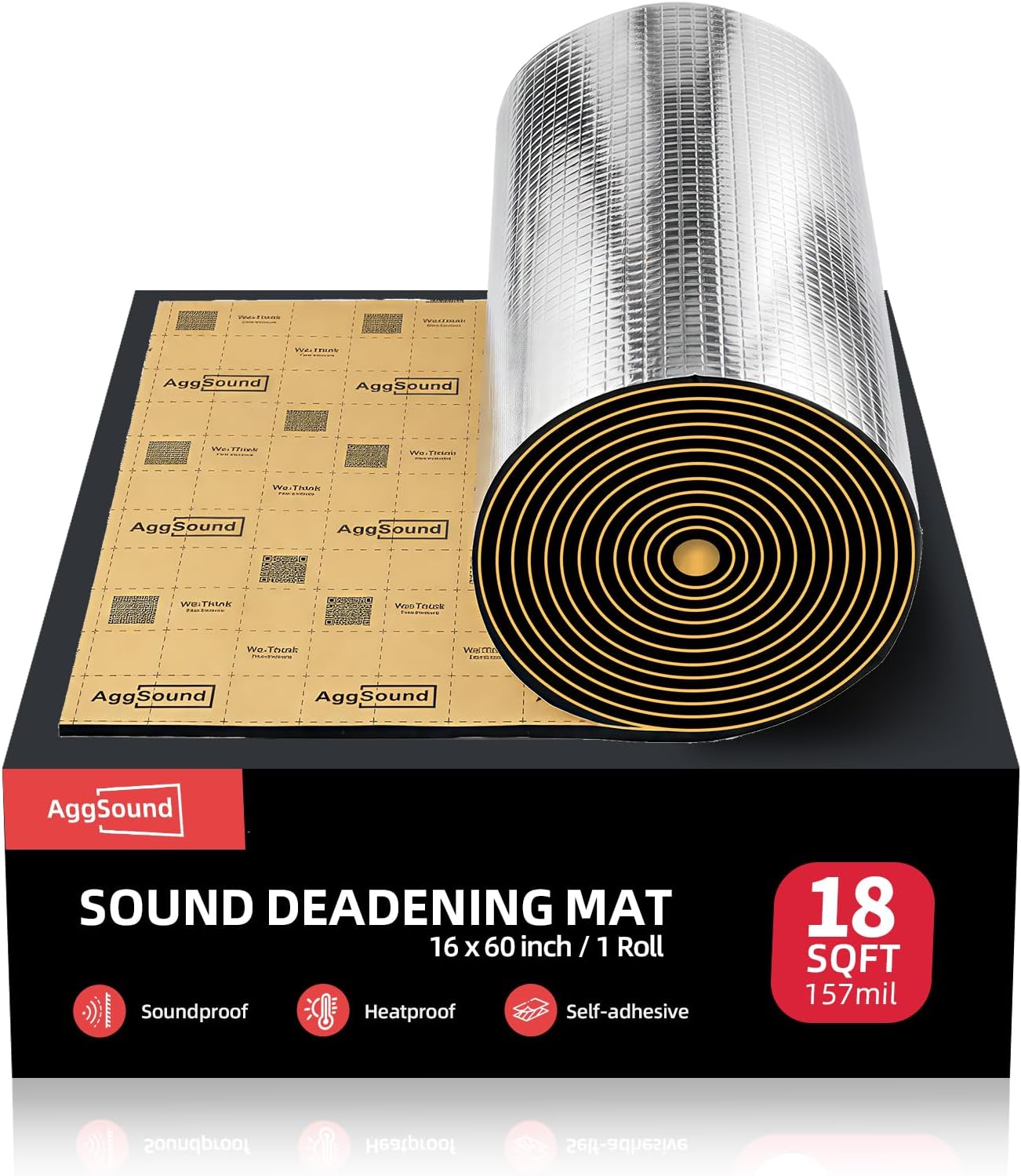Alfombrilla aislamiento sonido 18 pies cuadrados 0.157"