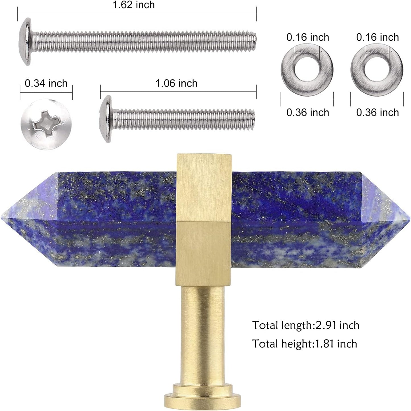 2 Pomas Cristal para Cajones Decoración Hogar Lapislázuli