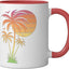 Taza Cerámica Estilo Playa Puesta de Sol Roja y Blanca