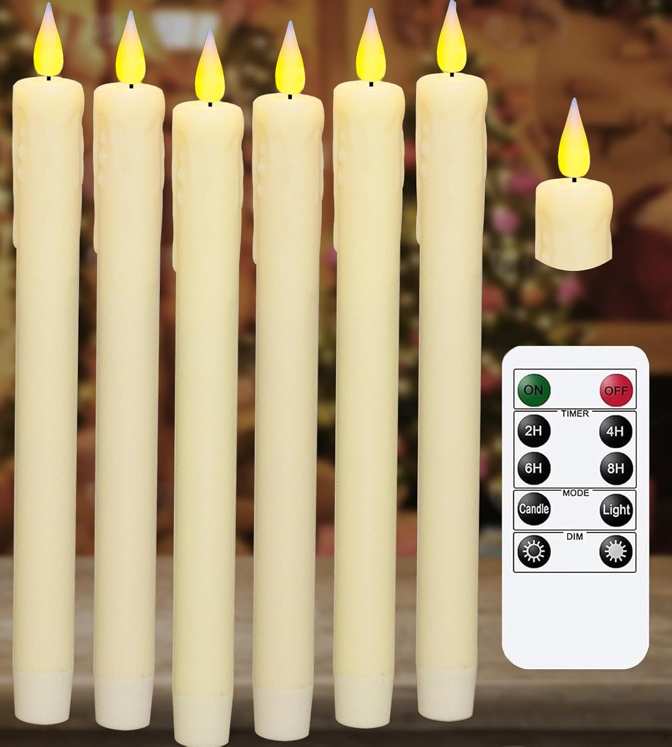 Velas LED sin llama cera real control remoto 9.6pulg