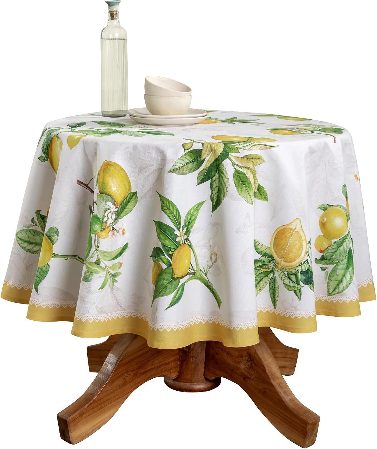 Mantel redondo algodón 63pulg estilo limoncello para fiestas