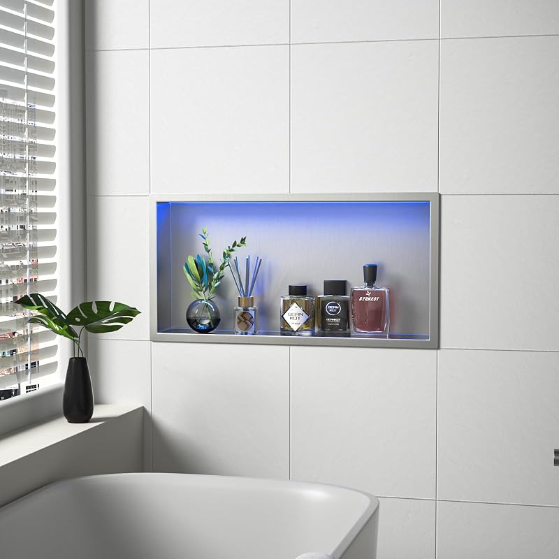 Nicho ducha acero inox 30x61cm cepillado luz RGB impermeable