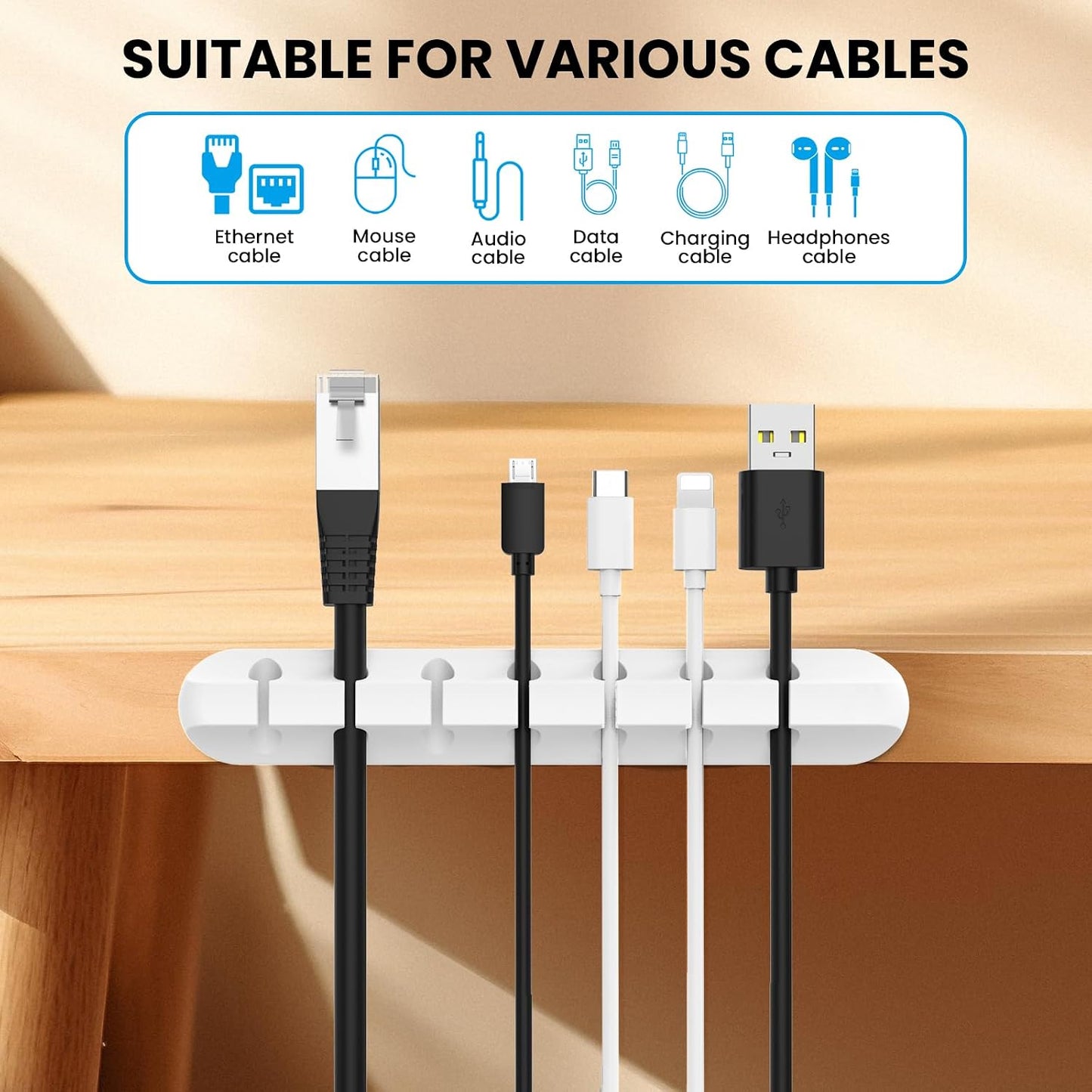 Clips autoadhesivos para cables organizador oficina