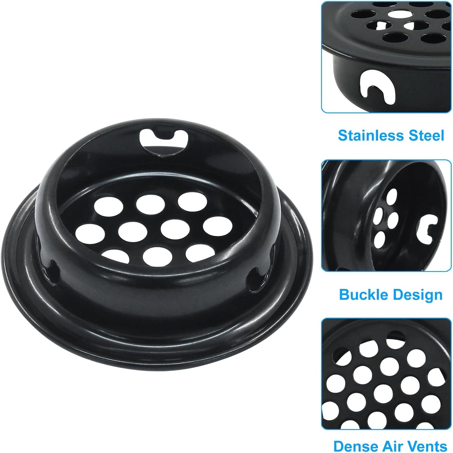 20 Rejillas Ventilación Acero Inox 1" Redondas Negro