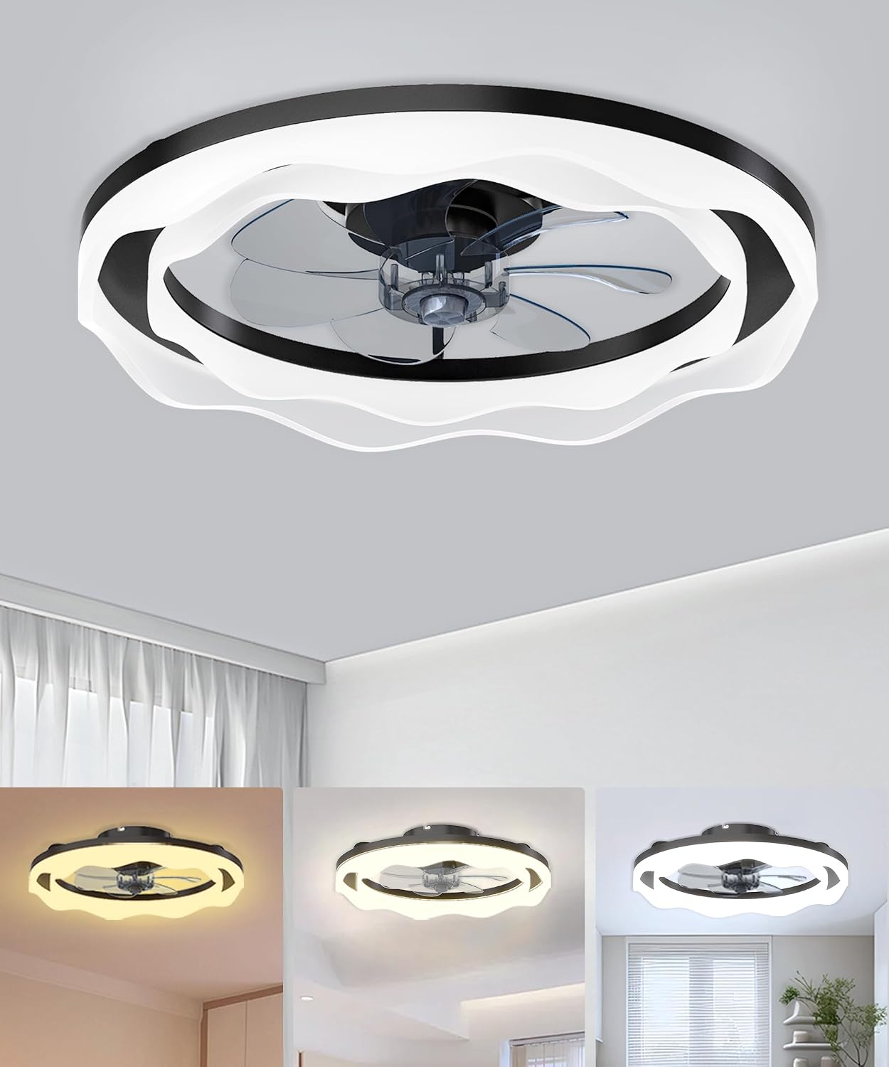 Ventilador techo 20pulg luz LED 3000-6500K control app
