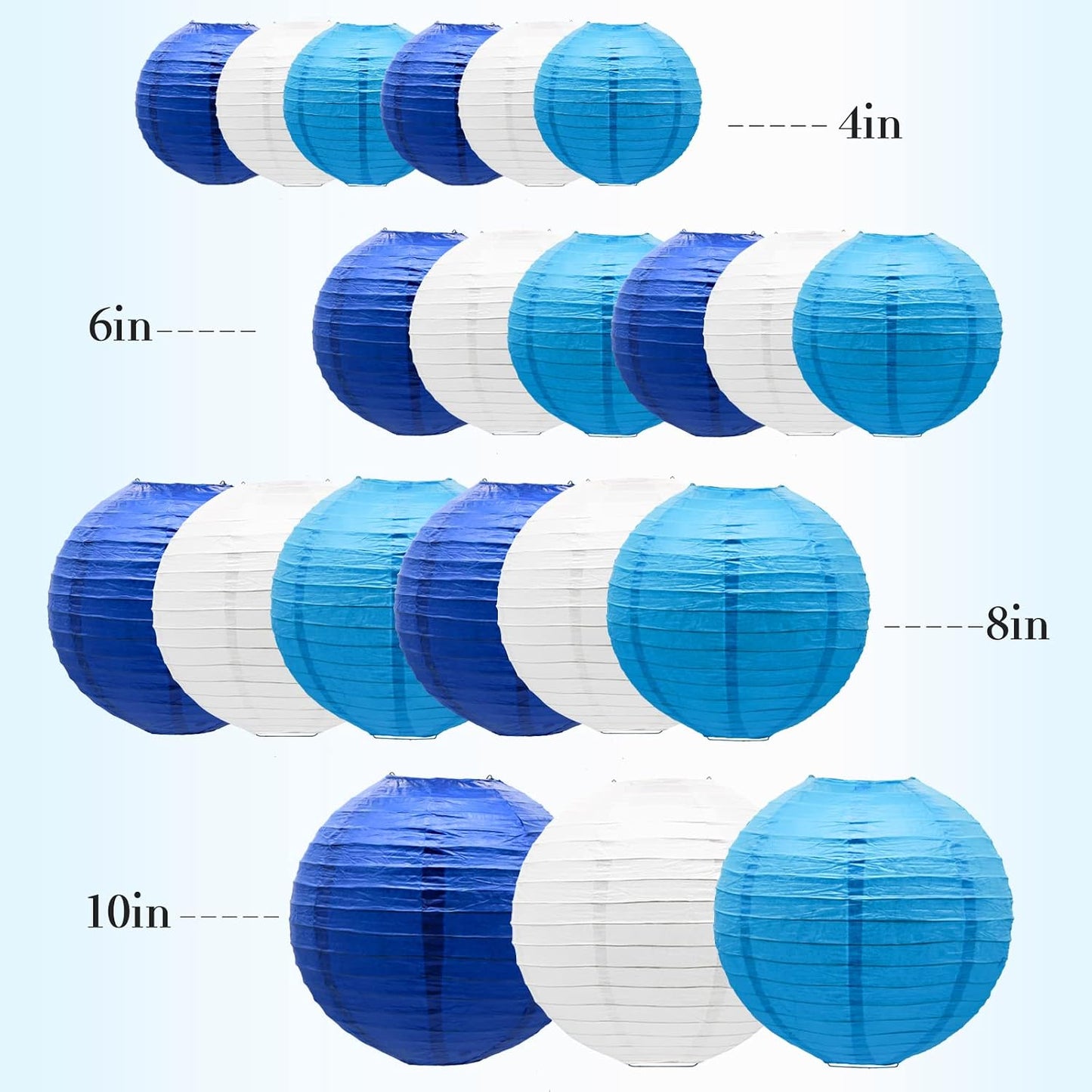Faroles papel azules decorativos colgantes 21uds