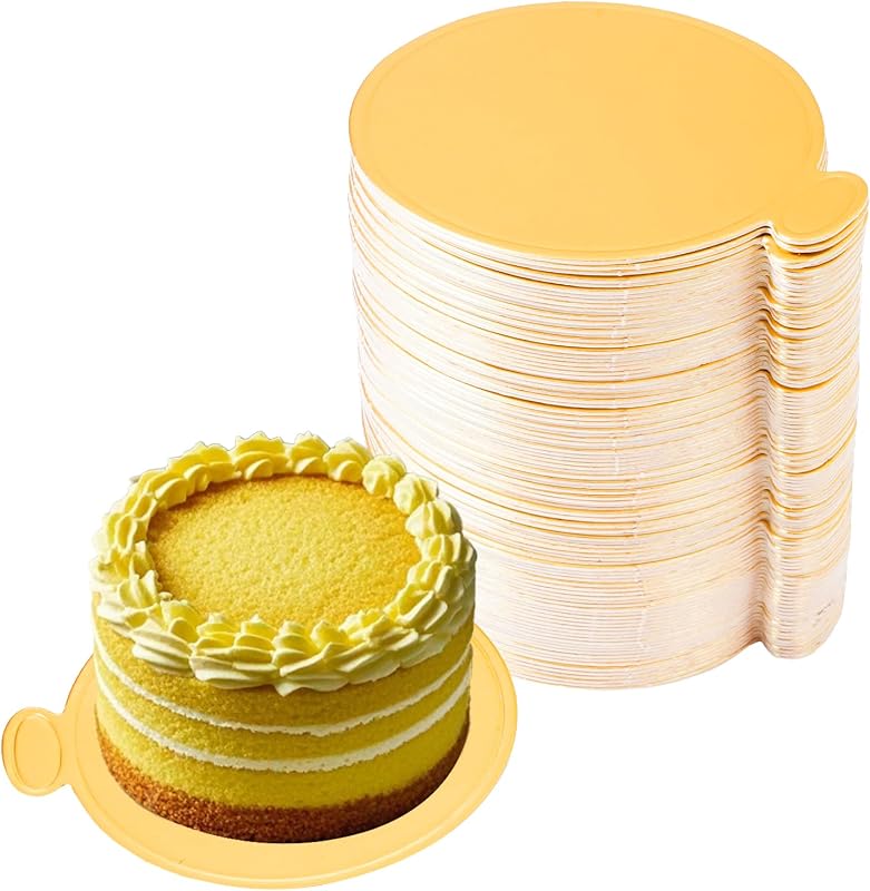100 Pzas Bandejas Postre 3.5pulg Dorado