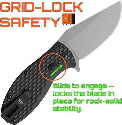 Cuchillo plegable Badger EDC hoja Sandvik 14C28N