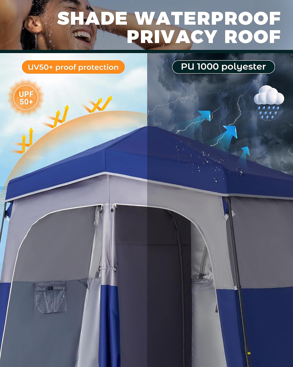 Tienda ducha instantánea portátil 2 habitaciones camping