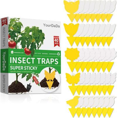 40 Trampas Amarillas Adhesivas para Mosquitos Interiores