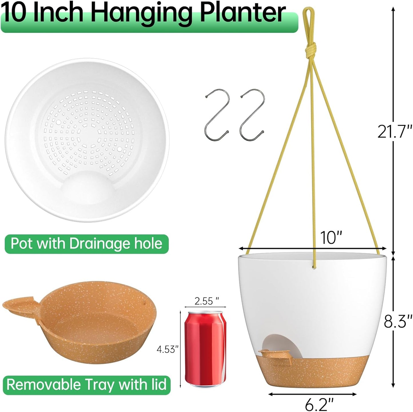 Macetas colgantes 10pulg para plantas 2 pzas riego auto