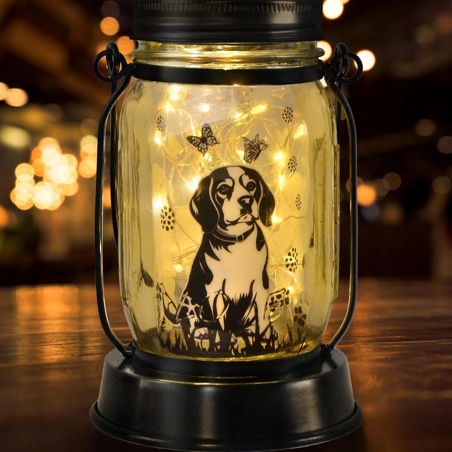 Farol solar para amantes de perros decoración conmemorativa