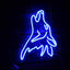 Letrero neón lobo azul LED regulable USB decoración hogar
