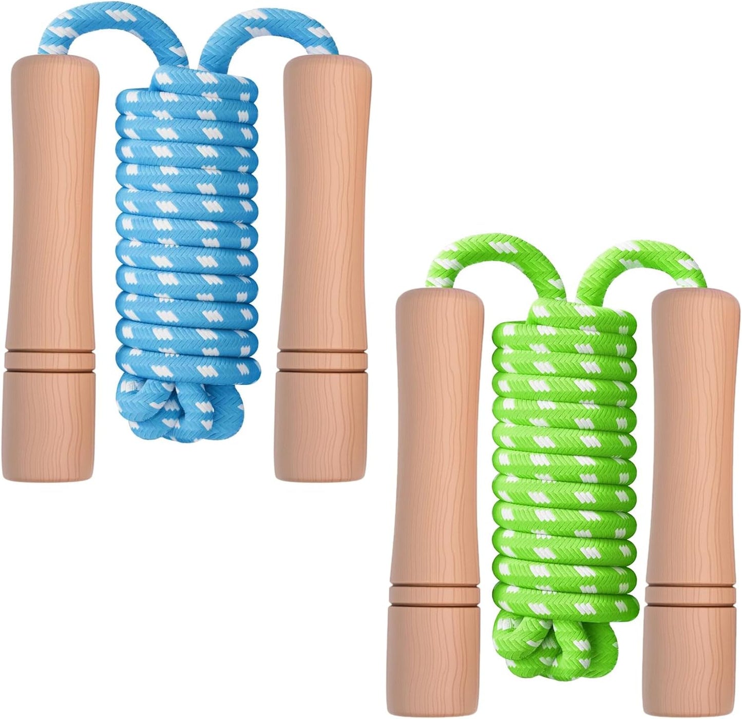 Cuerda saltar niños mango madera algodón ajustable