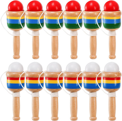 Set 12 pelotas madera taza cuerda juguetes vintage niños