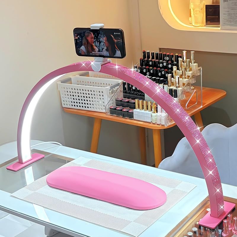 Luz manicura LED 29" arco regulable con soporte teléfono