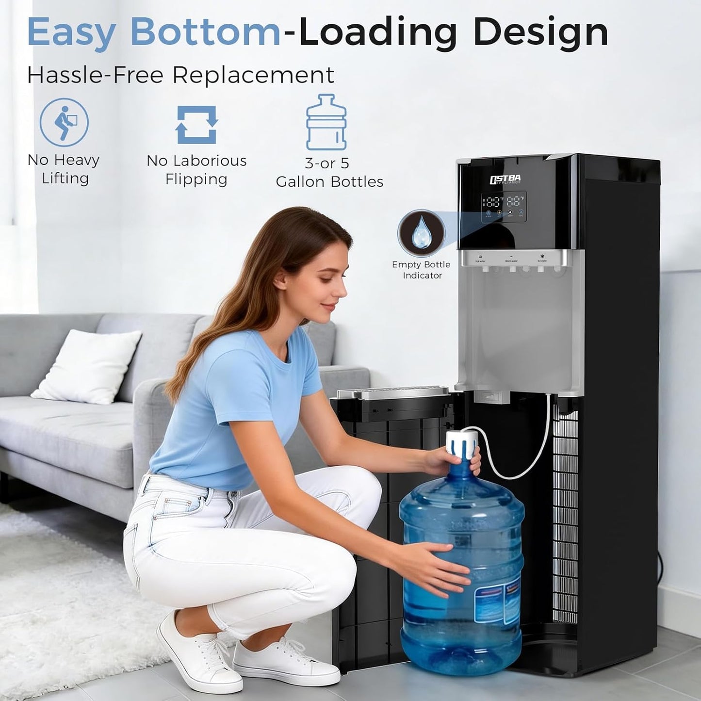 Dispensador agua fría caliente con pantalla LED acero inox