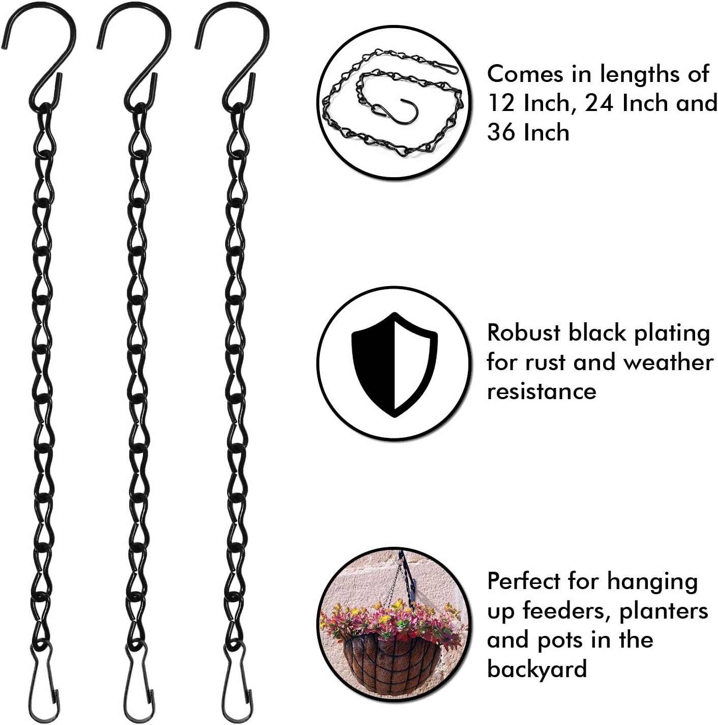4 Cadenas Colgantes 12-36" para Pájaros y Decoración