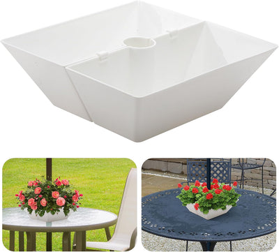 Maceta cuadrada blanca con sombrilla para patio y jardín