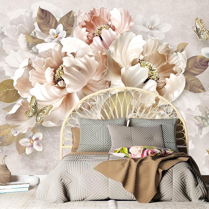 Papel pintado 3D Peony Butterfly para sala y dormitorio