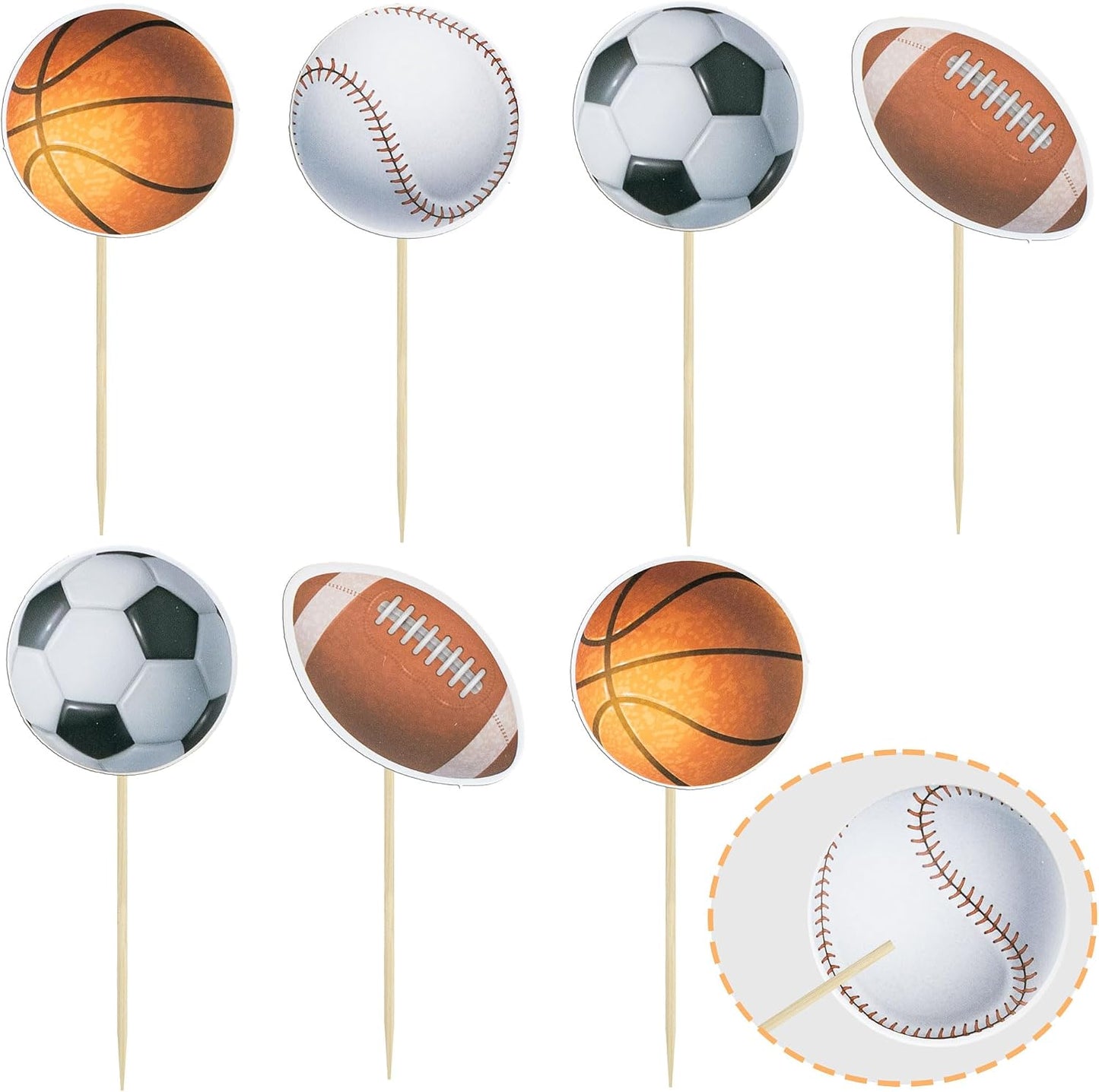 36 Adornos Deportivos Cupcakes Béisbol Fútbol Cumpleaños Niños