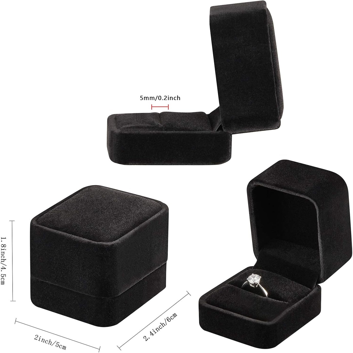 Set 4 Cajas Regalo Terriplejo Joyas con Colgante Arete Negro