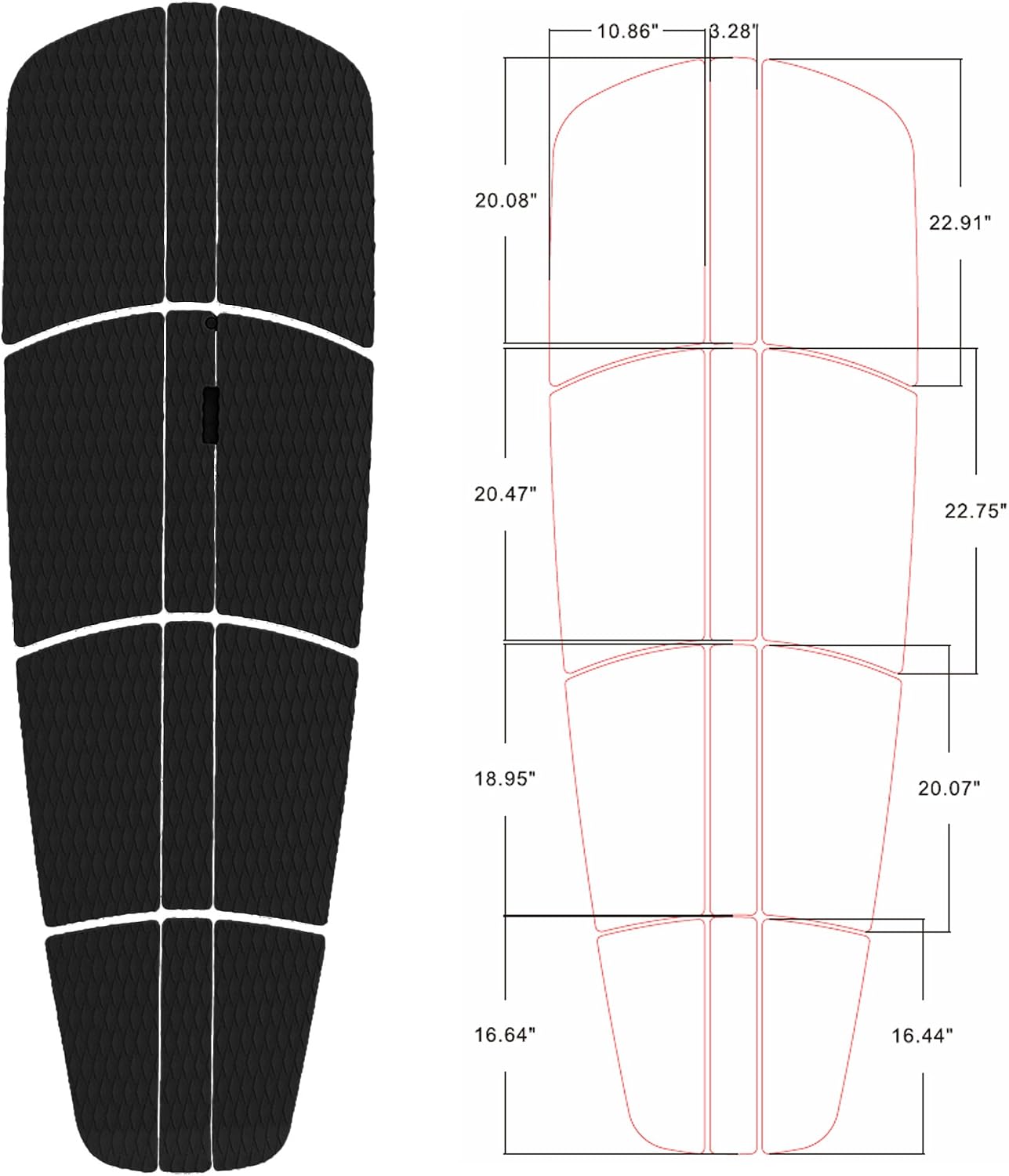 12 Pzas Pad Tracción SUP EVA con cola Kicker 3M Negro/Azul