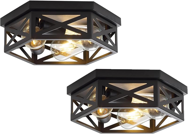 Lámpara techo negra 13" 3 luces empotrado set 2