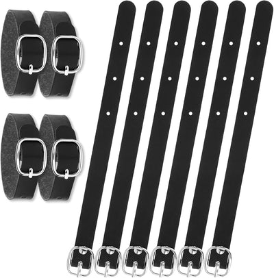10 Pzas Correas Etiquetas Equipaje Cuero Negro Hebilla Metal