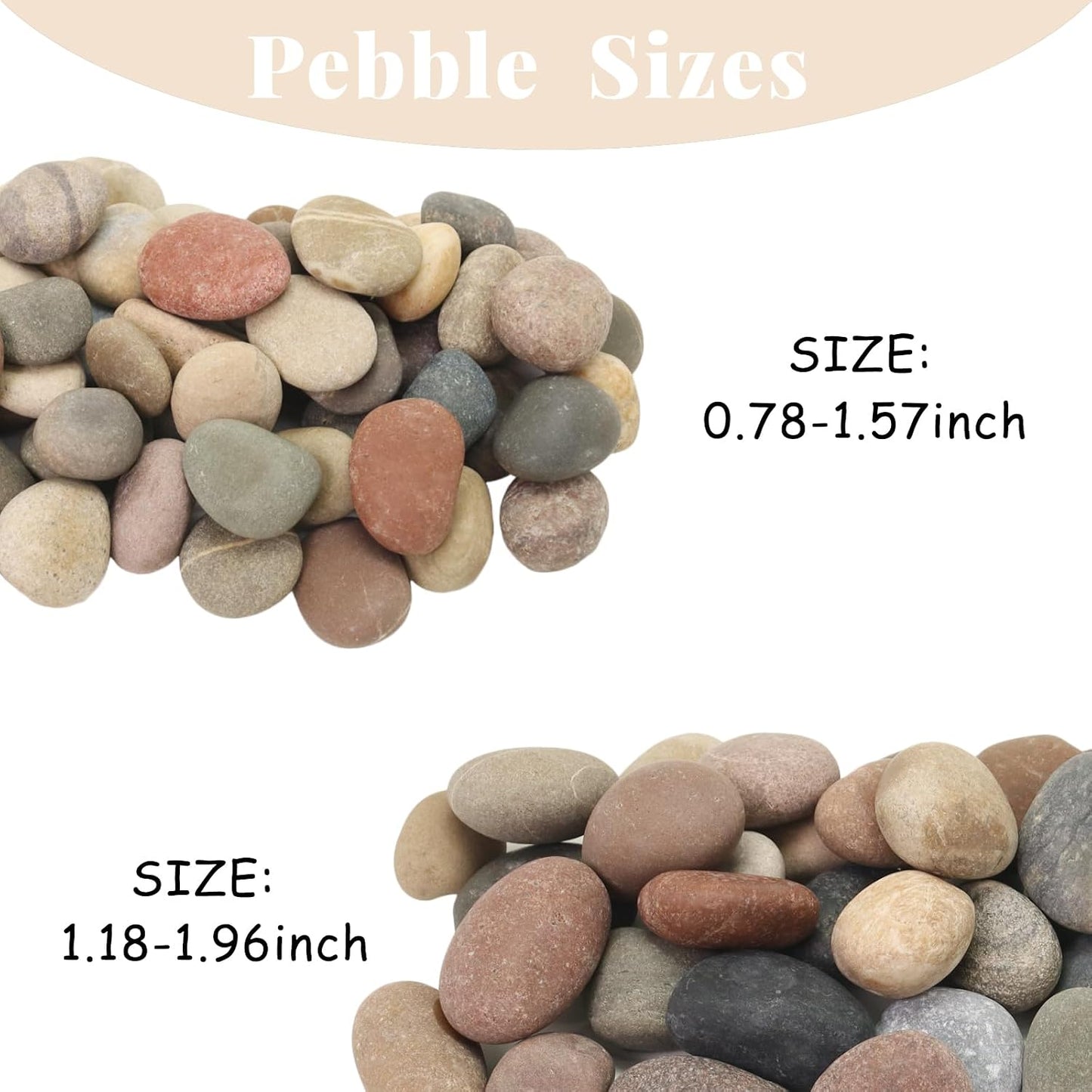 Piedras decorativas 0.8-1.5" para jardín y acuarios