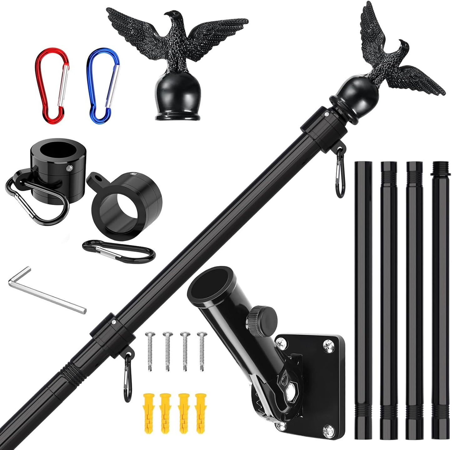 Mástil bandera 5ft acero inox ajustable negro