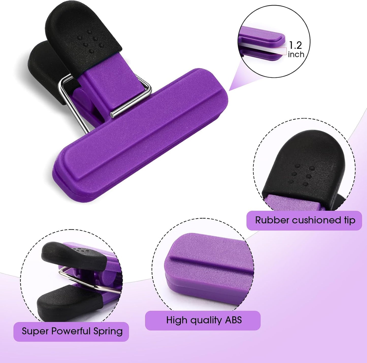 20 Clips bolsas chips plástico agarre resistente multicolor