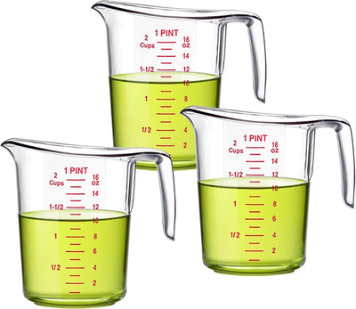 Taza medidora plástico 16oz set 3 irrompible apta lavavajillas