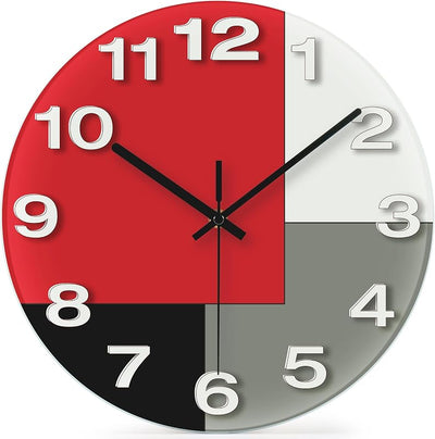 Reloj pared abstracto cristal geométrico 12pulg
