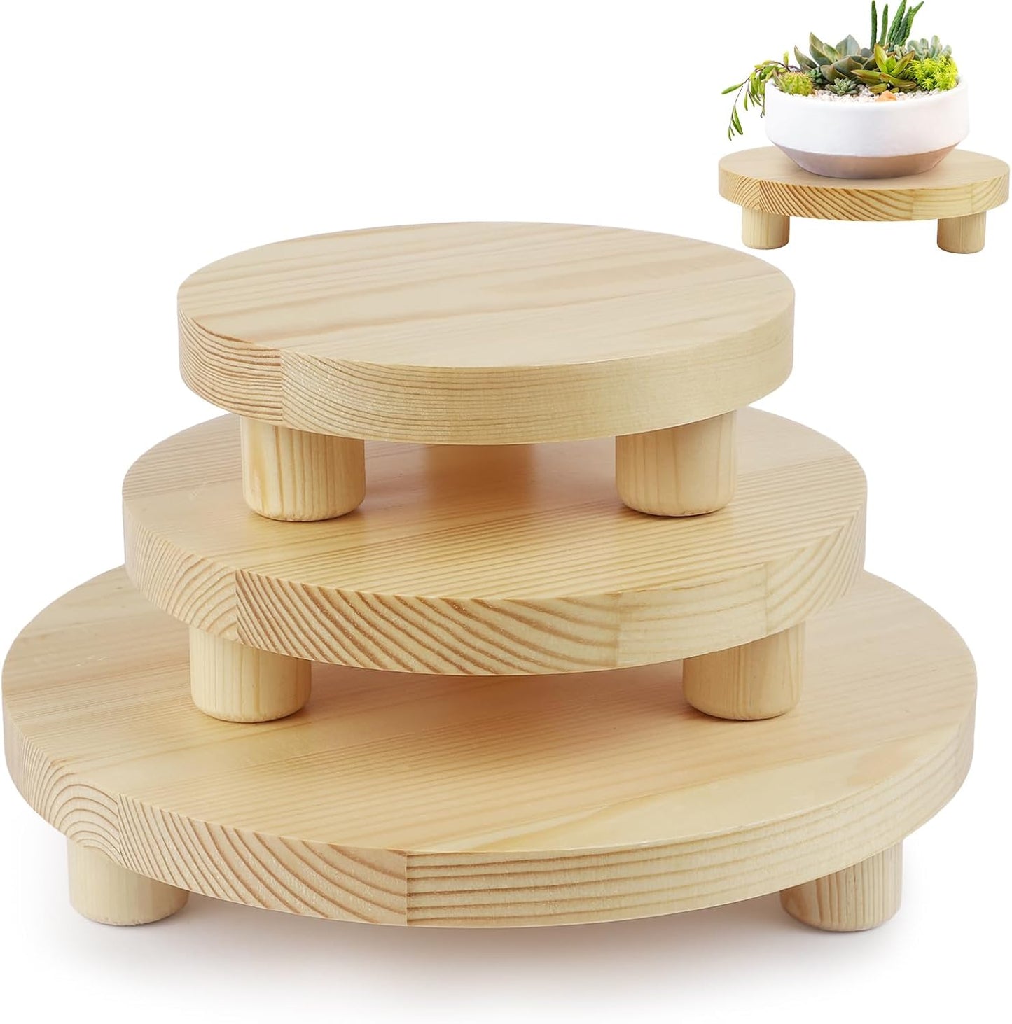 Soporte madera para plantas 3 pzas natural