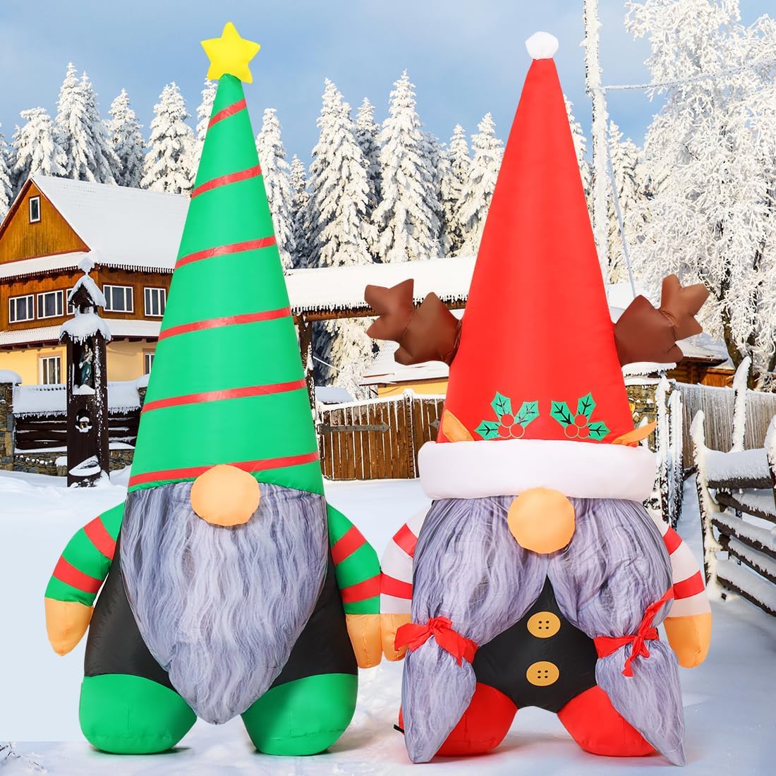 Gnomo inflable Navidad LED decoración