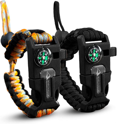 Pulsera supervivencia paracaídas silbato brújula 2 pzas