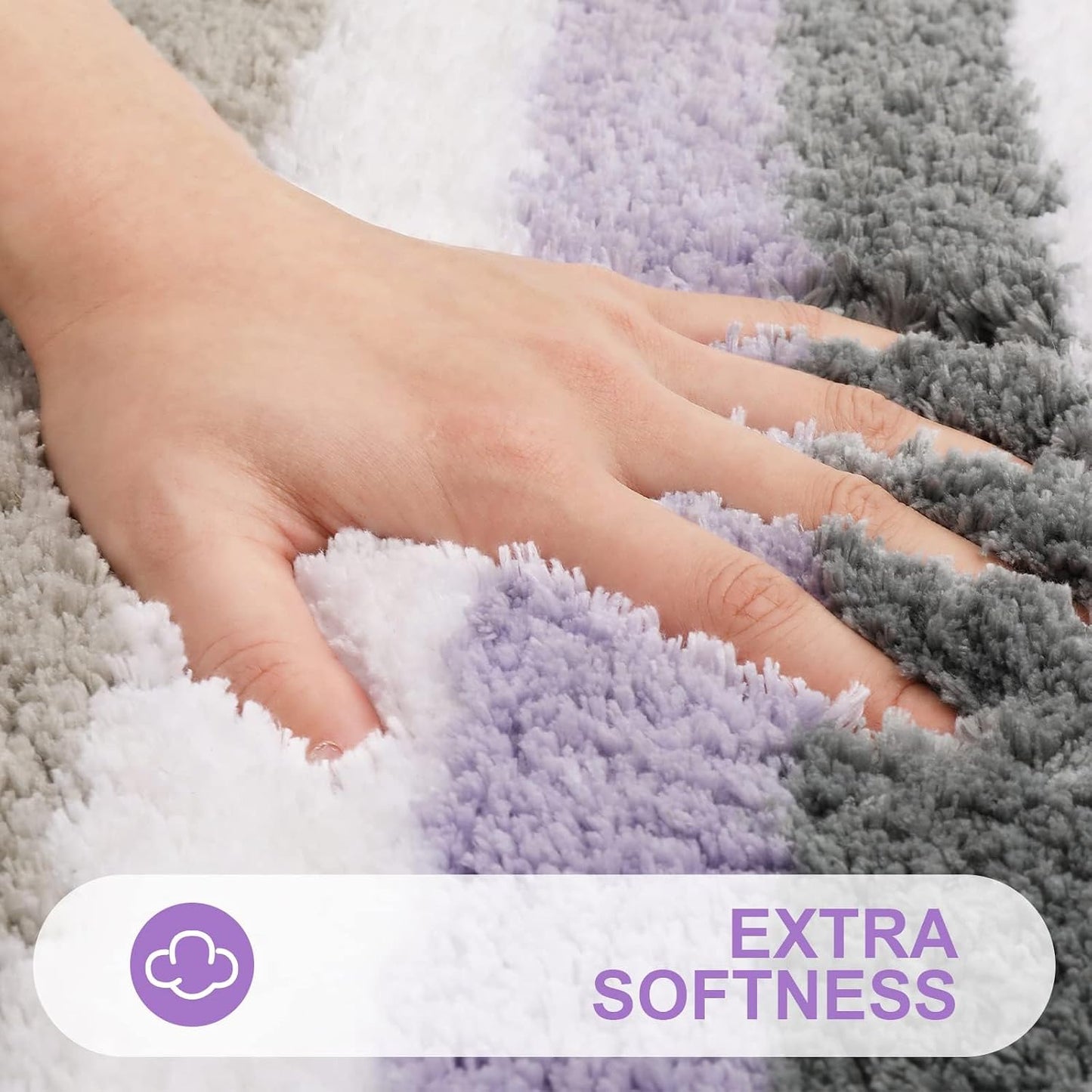 Alfombras baño microfibra rayas gruesas 70x24pulg púrpura