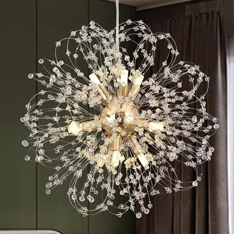 Lámpara colgante sputnik oro 9 luces para comedor sala