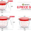 6 Tazas Vidrio Medidoras con Tapas 1-4 Tazas Asa Cocina