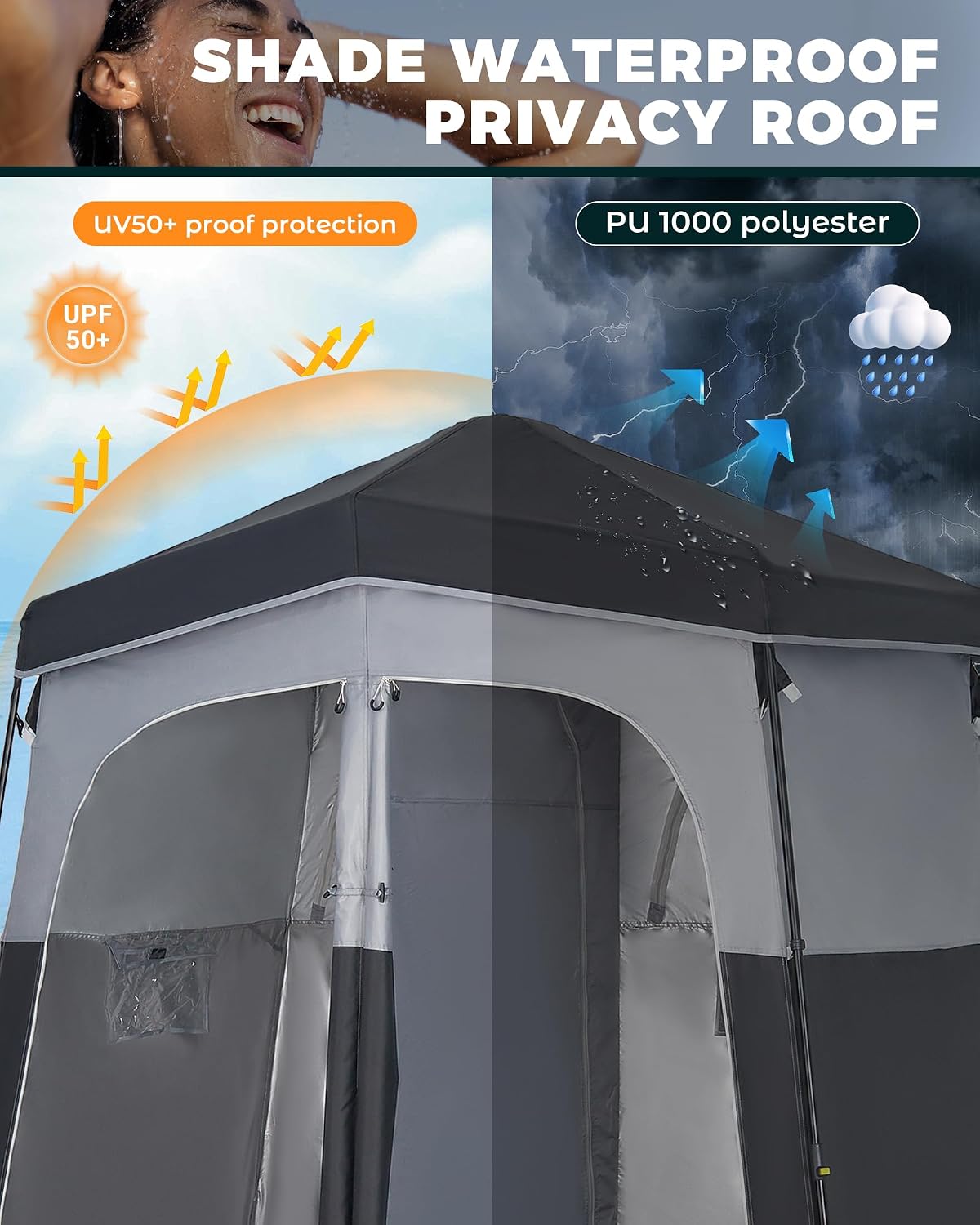 Tienda ducha instantánea privada para camping con piso
