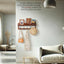 Perchero pared estante 26" 8 ganchos metal nogal retro