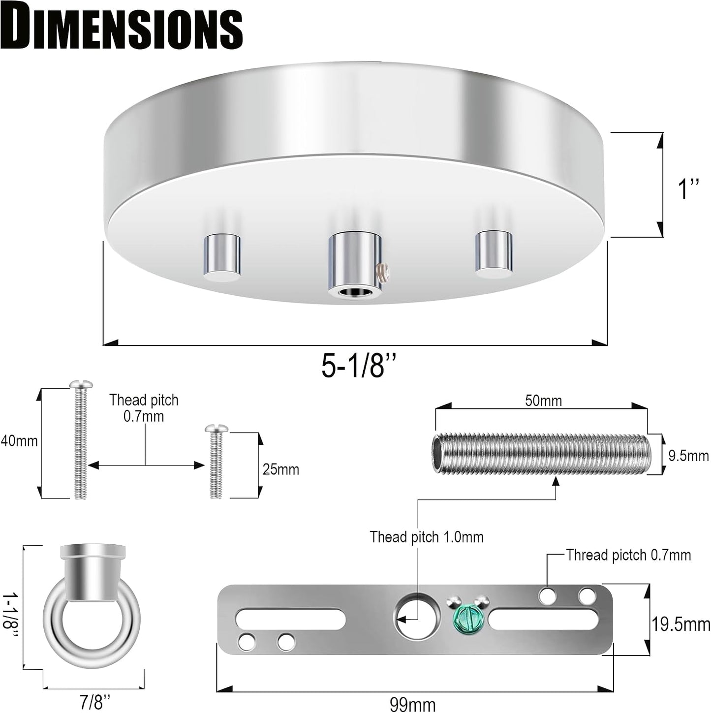 2 Pzas Dosel Luz 5-1/8pulg Placa Cubierta Techo