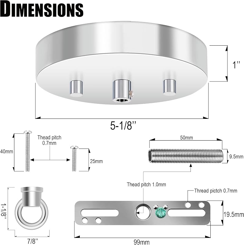 Kit dosel luz 5-1/8pulg placa techo resistente cromado