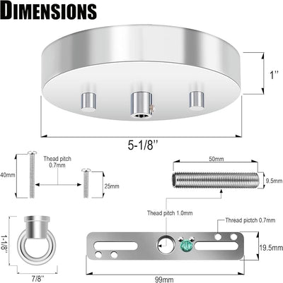 Kit dosel luz 5-1/8pulg placa techo resistente cromado