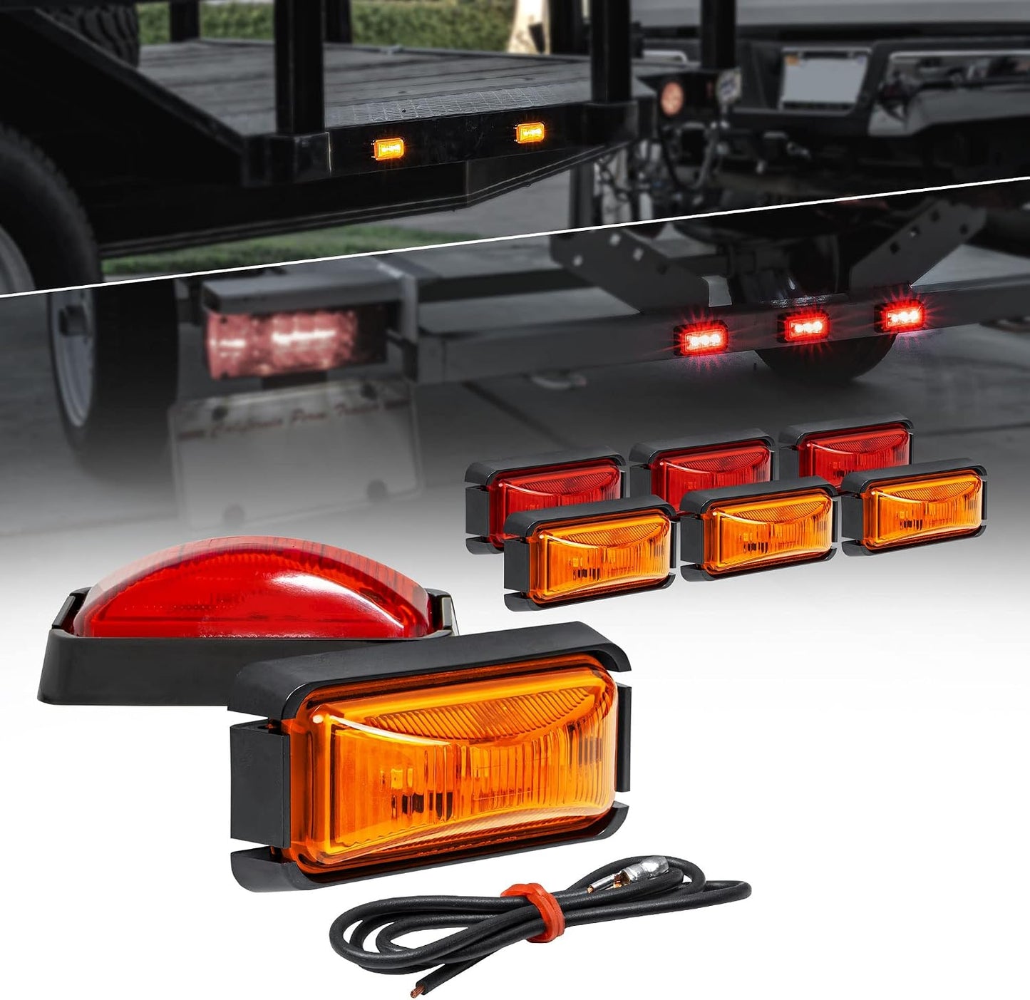 8 Pzas Luz LED camión color ámbar rojo IP67