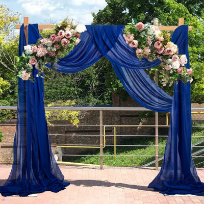 Cortina gasa azul real para arco boda 20ft 2 paneles