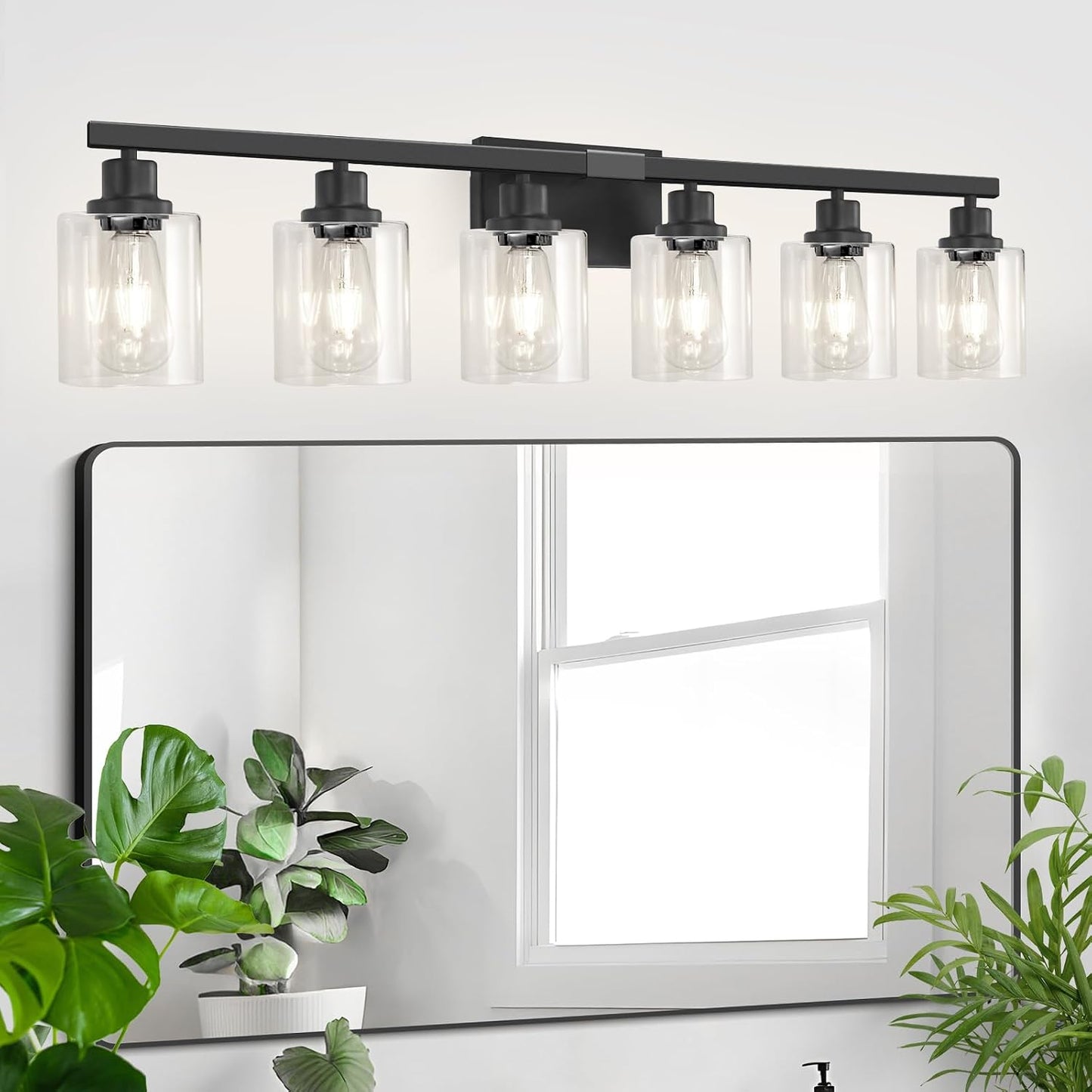 6 Luces Negras para Tocador Baño 38pulg Modernas