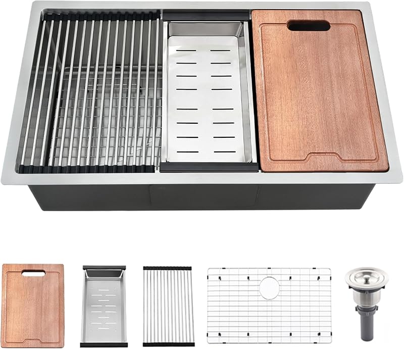 Fregadero cocina acero inox 30x19" esquinas redondas